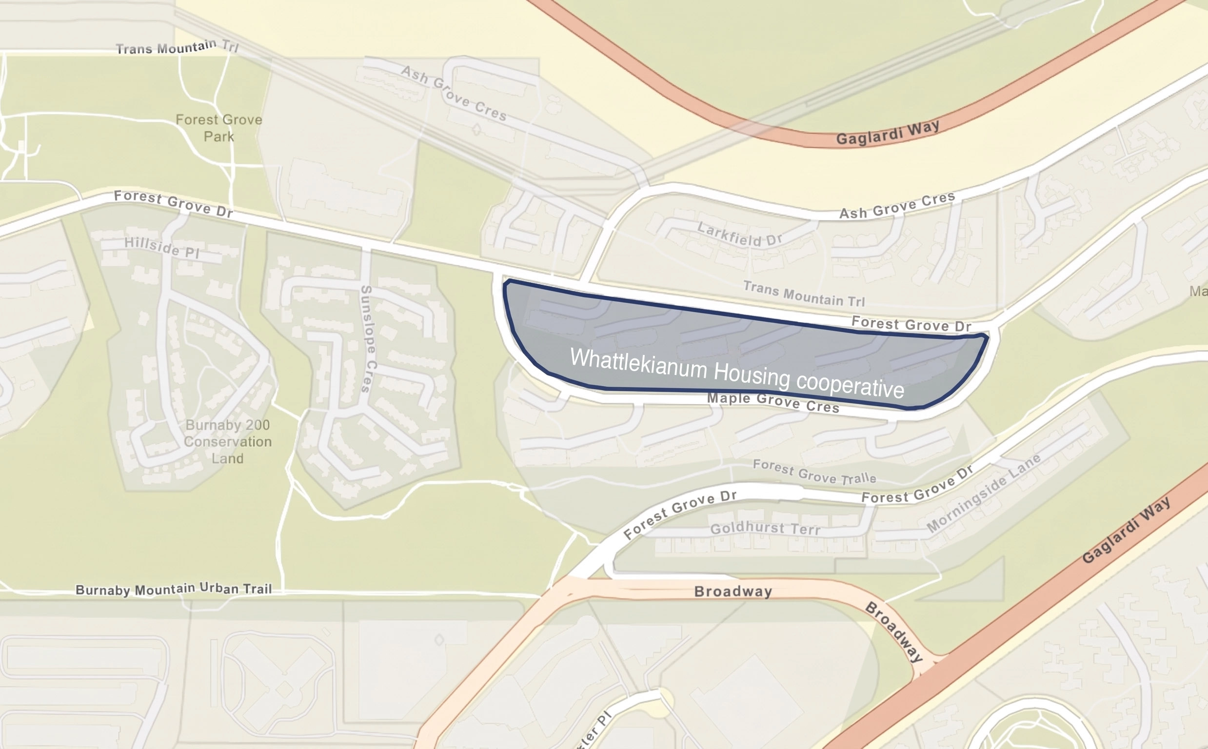 Aerial map view of Whattlekainum Co-operative